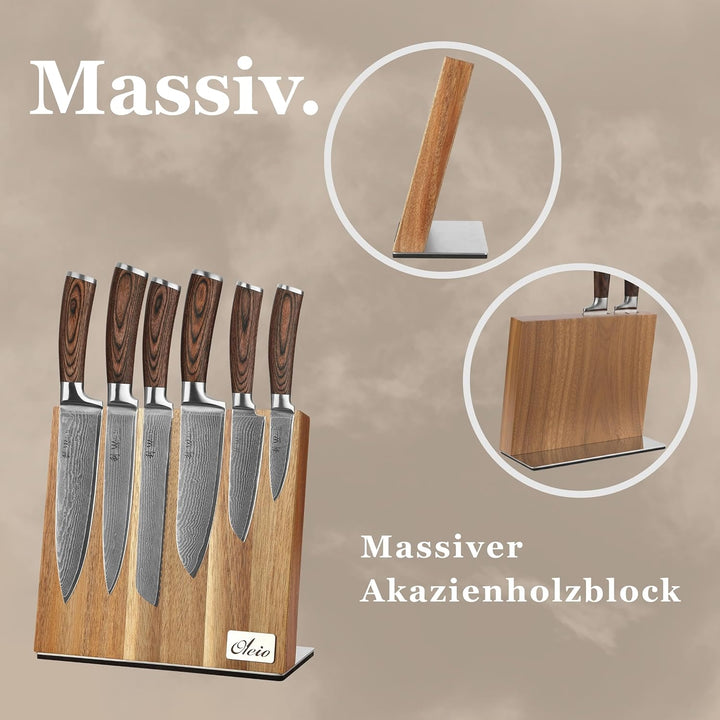 Wakoli Edib 6er Damastmesser-Set, scharfe 8 bis 20,5 cm Klingen Premium Küchenmesserset aus 67 Lagen