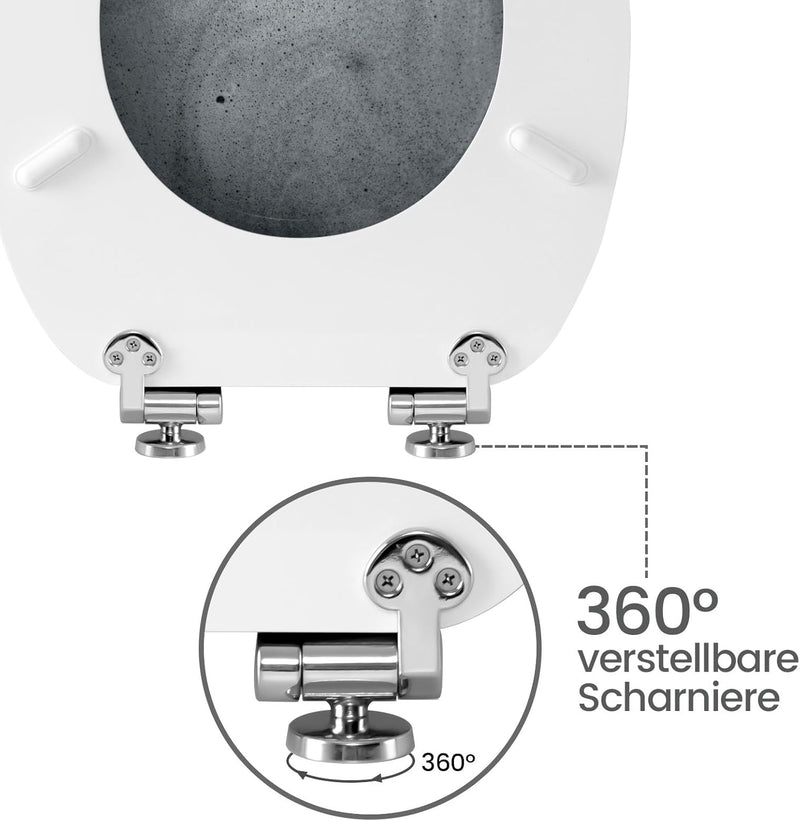 WOLTU Toilettendeckel mit Absenkautomatik, WC Sitz O Form MDF, Klodeckel mit Motiv, Klobrille Toilet