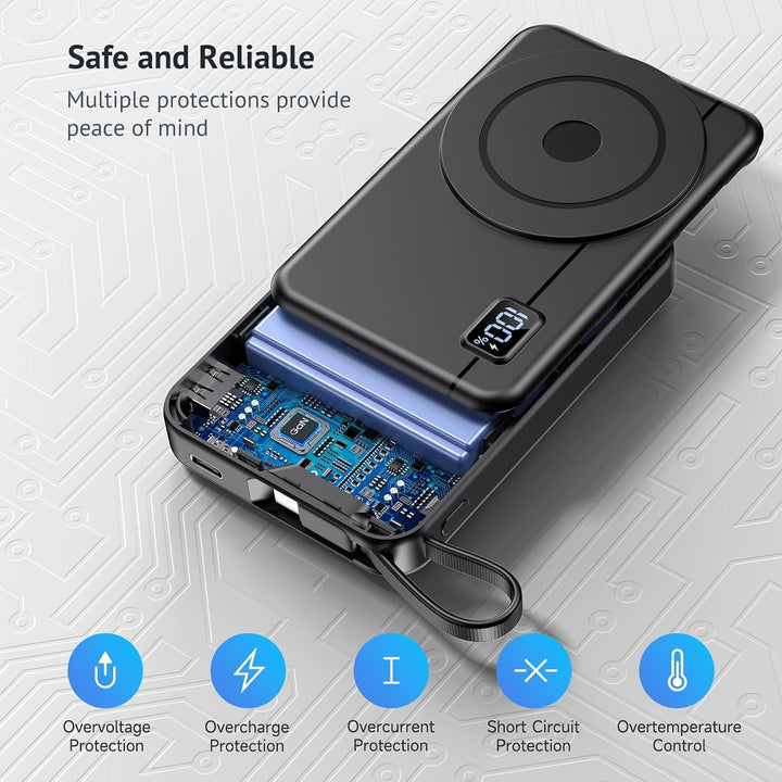 Powerbank für Magsafe10000mAh 22.5W Magnetische - Kabelloses Externe Handyakkus mit Typ-C-Eingang un