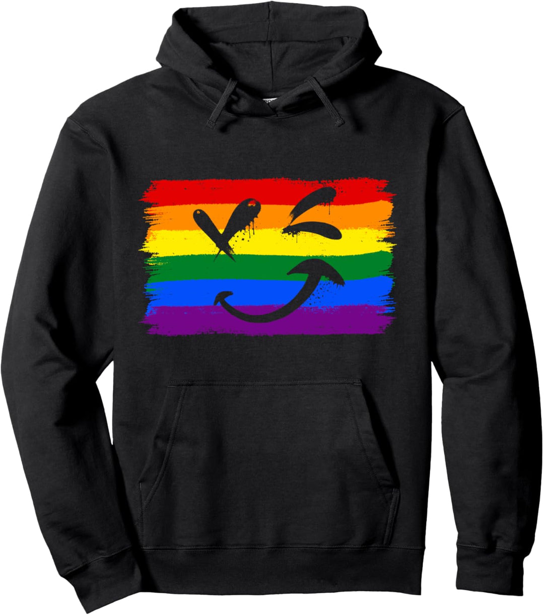 Regenbogen Flagge Mit Smile - LGBT & LGBTQ Pullover Hoodie