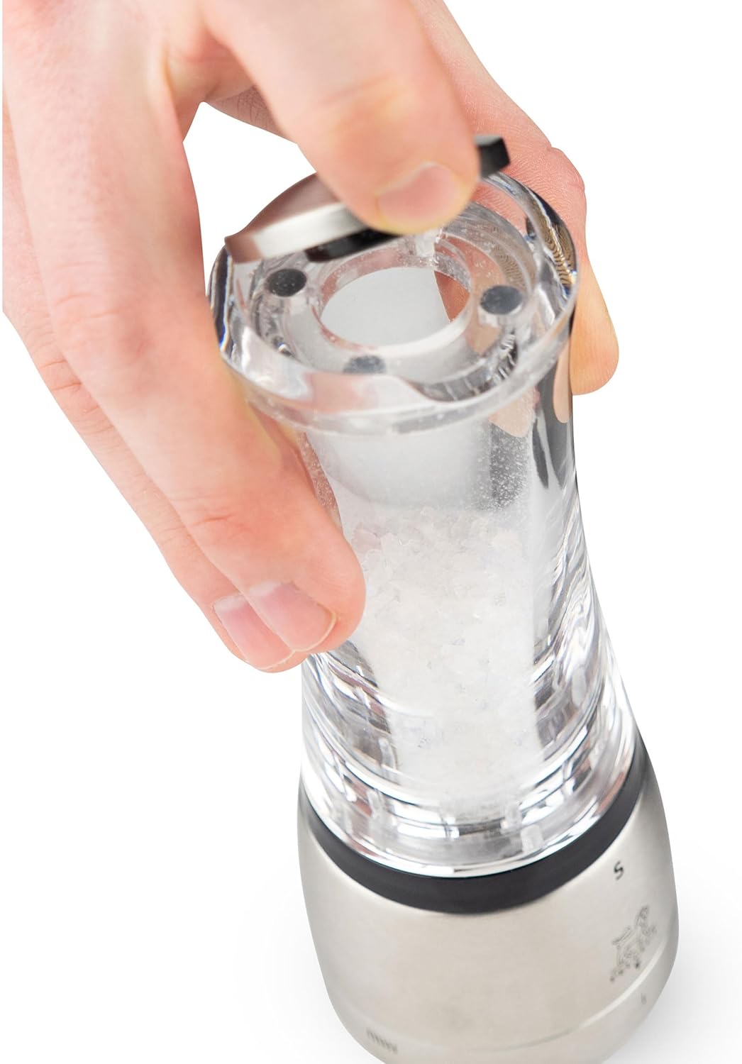 Peugeot Daman Manuelle Salzmühle, Mahlgradeinstellung u'Select, Acryl/Edelstahl, Transparent/Silber,