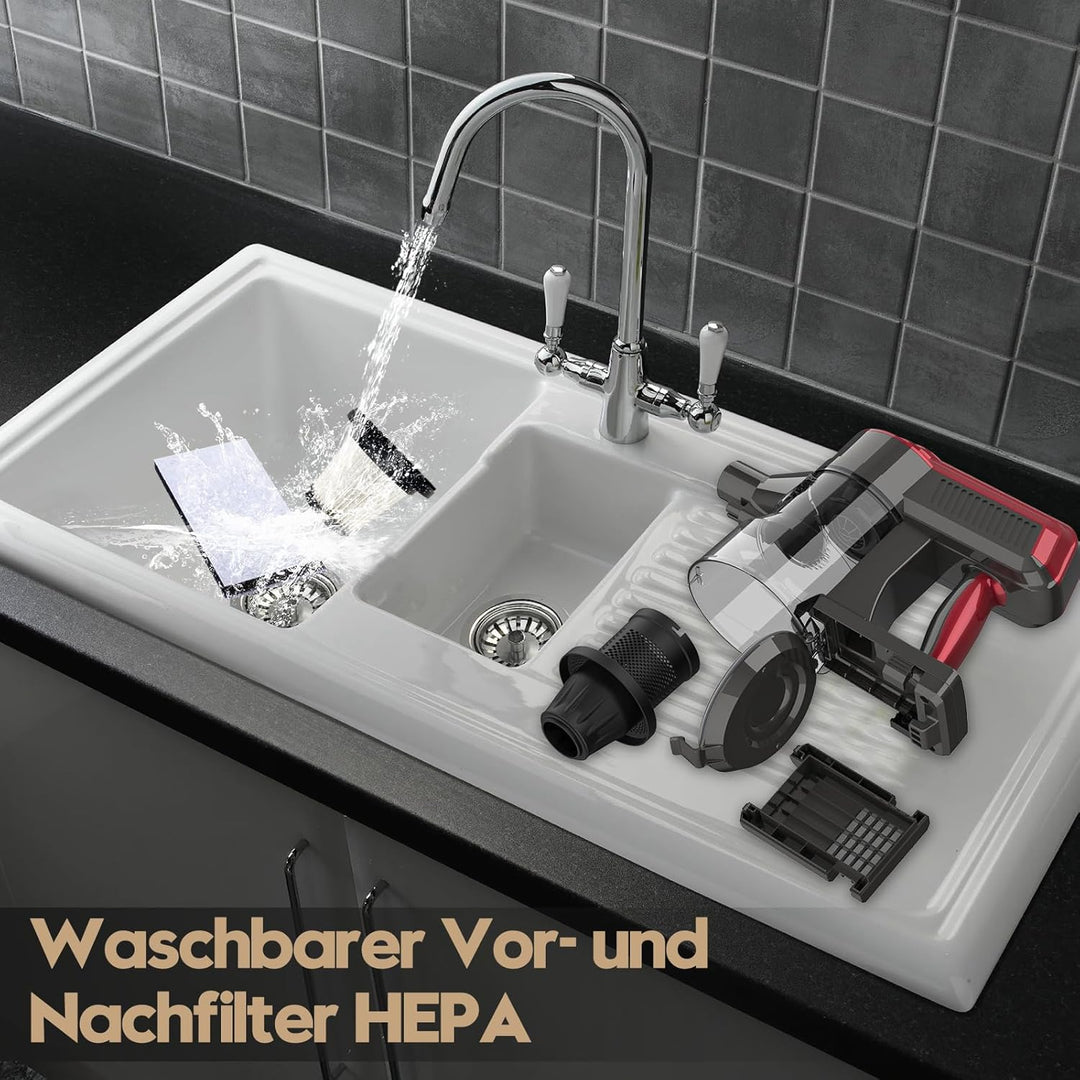 Akitas V10 Kabelloser Staubsauger 30V 450W Bis zu 50 Minuten Laufzeit 3 Saugstufen Hand- und Stielst