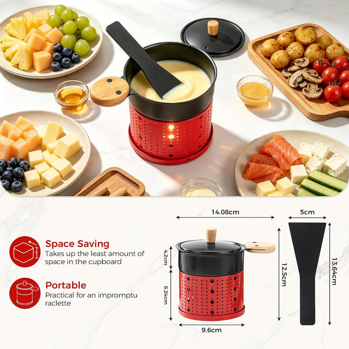 2 Stück Mini Raclette Grill Set, Rot