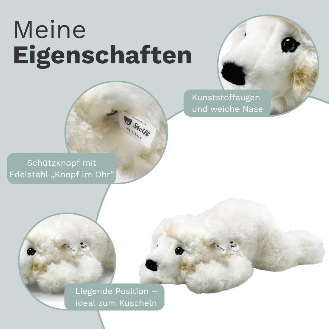Steiff 115110 45 liegend Kuscheltier Arco Eisbär, WEIss, 45 cm