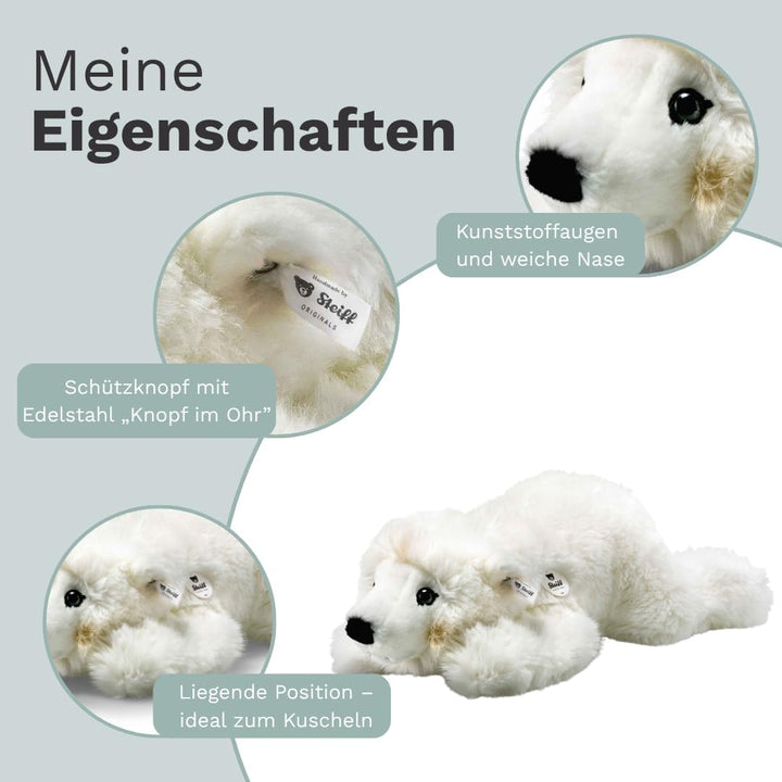 Steiff 115110 45 liegend Kuscheltier Arco Eisbär, WEIss, 45 cm