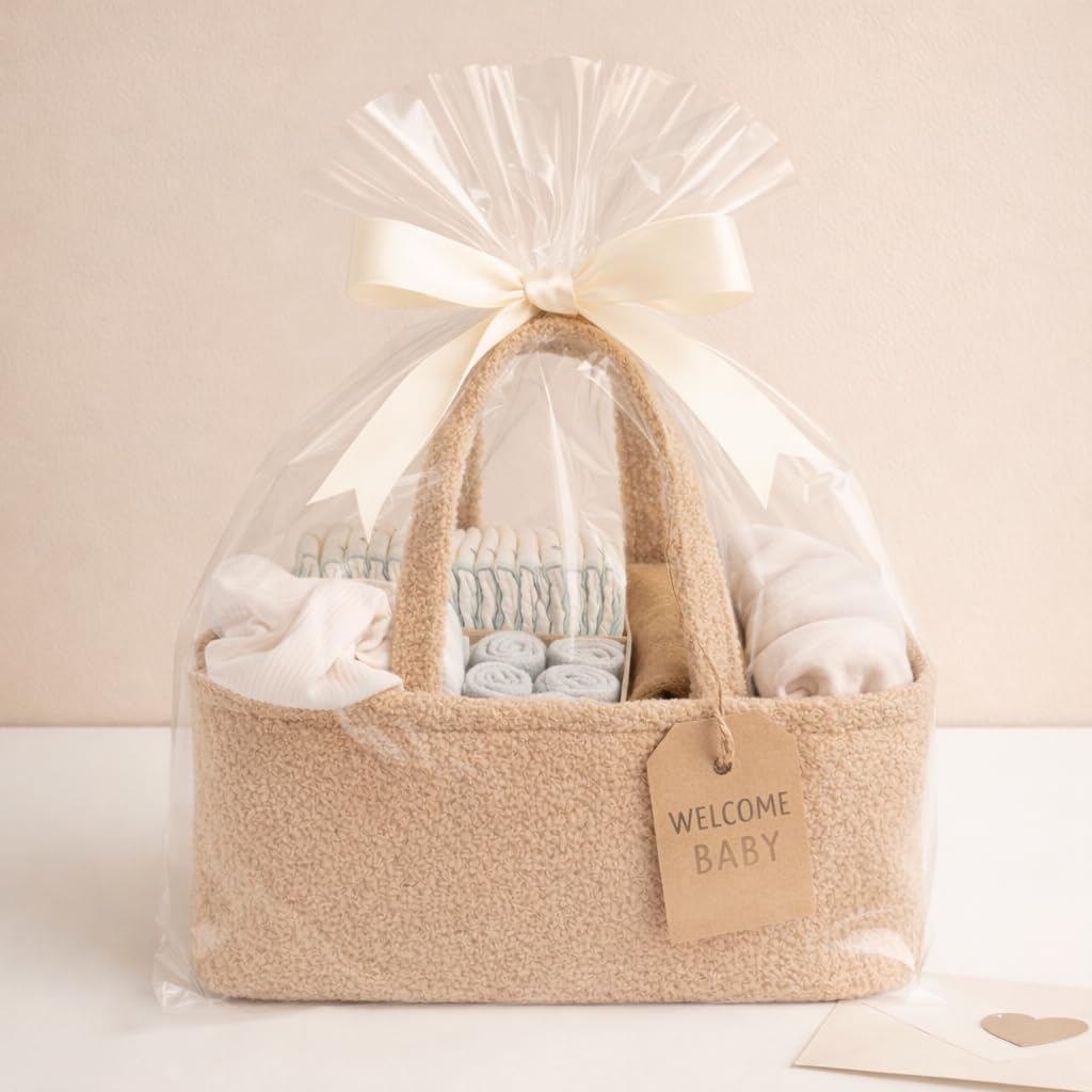 Windelkorb Baby aus weichem Teddystoff – Wickelorganizer für Wickeltisch & Wickelkommode, Diaper Cad