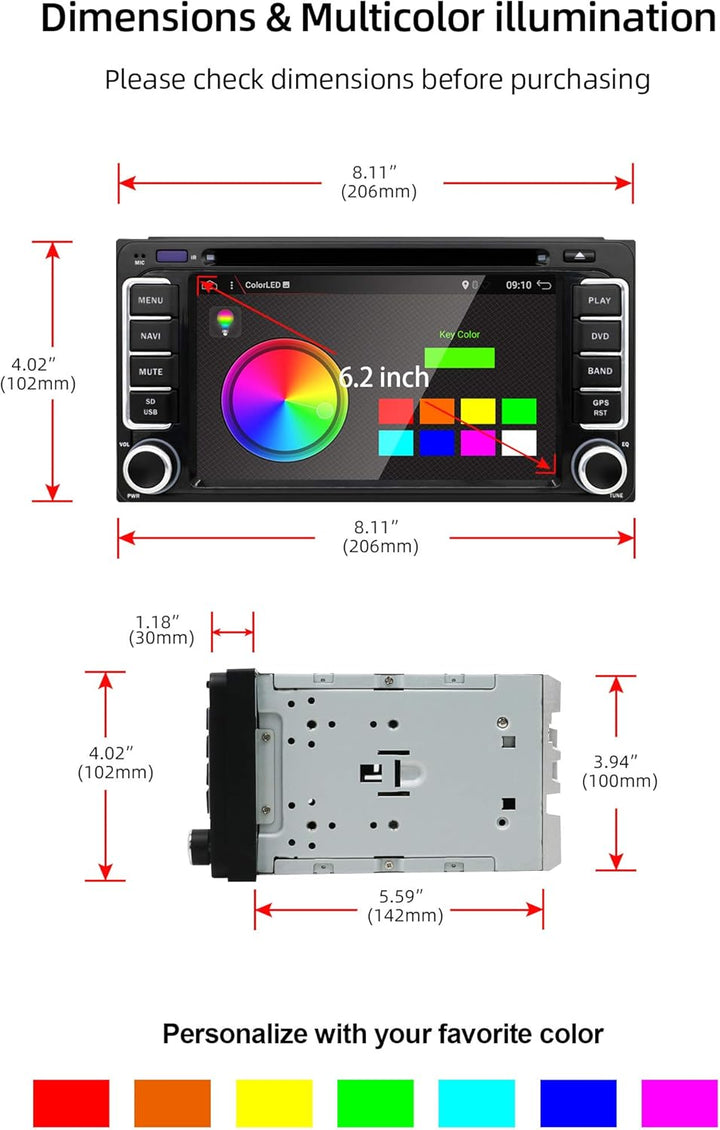 JOYX Android 10 Doppel Din Autoradio Passt für Toyota Car GPS Navigation | Rückfahrkamera KOSTENLOS