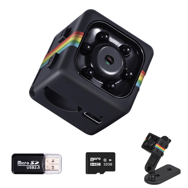 Bextgoo Mini Kamera, Überwachungskamera Ohne WLAN, 1080P Kleine Kamera mit 32GB Speicherkarte, Nacht