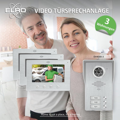 ELRO DV4000-3 DV4000 Video Türsprechanlage, Grau, 3 Appartment Ohne App 3 Appartment, Ohne App 3 App