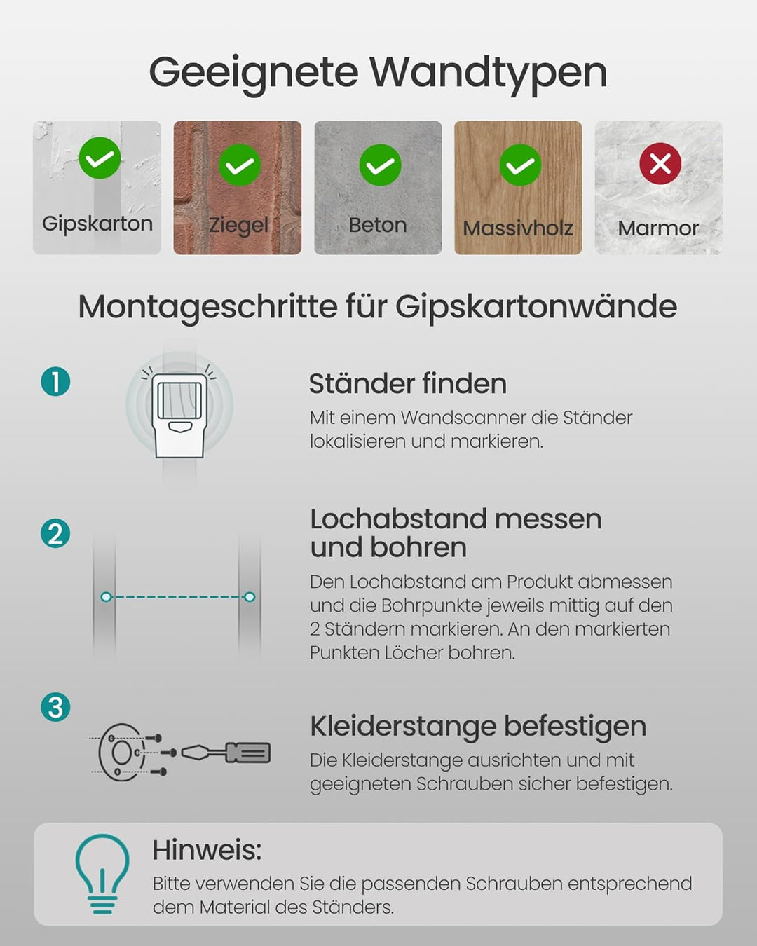 SONGMICS Wandgarderobe, Kleiderstange, Röhrenimitat, Industriestil, 112 x 30 x 29,3 cm, 60 kg Tragla