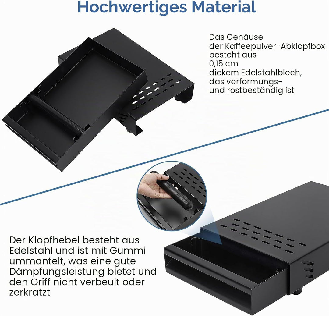 Kaffee-Abklopfbehälter aus Edelstahl, Sudschublade für Espresso Siebträgermaschine, Kaffee-Knockbox-