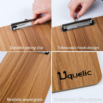 Uquelic Klemmbrett/Schreibbrett/Clipboard A4-15Pcs Klemmbretter A4 Eleganz Luxus Holzmaserung Abgeru