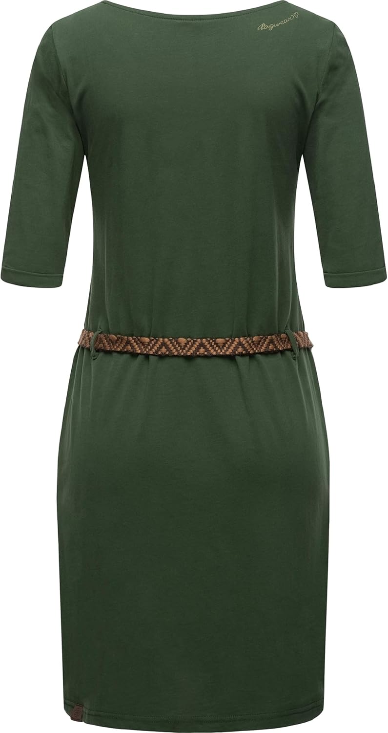 Ragwear Damen Jersey Midikleid Shirtkleid Tannya Solid XS-6XL S Tall Dark Olive, S Tall Dark Olive