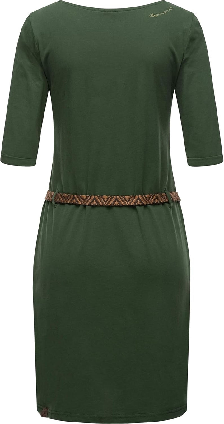 Ragwear Damen Jersey Midikleid Shirtkleid Tannya Solid XS-6XL S Tall Dark Olive, S Tall Dark Olive