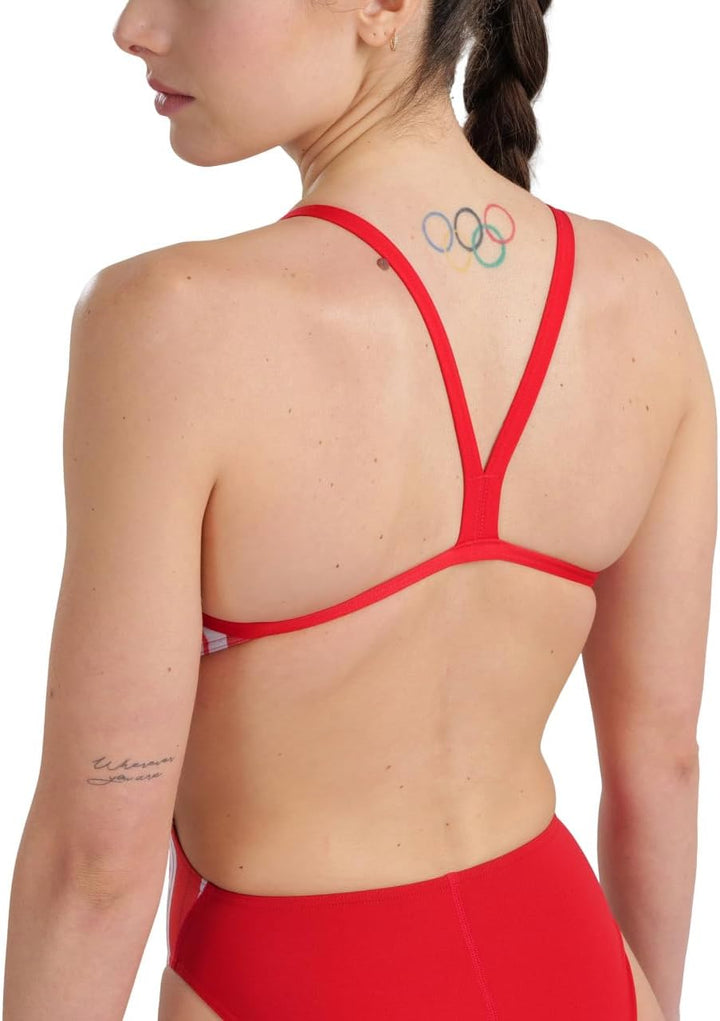 ARENA Damen Women's Fireworks Swimsuit Challenge Back One Piece Swimsuit 36 Red/Red Multi, 36 Red/Re