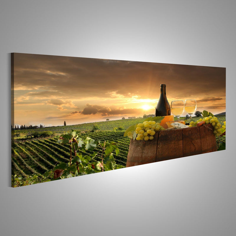 Bild auf Leinwand Weinberg Chianti Toskana Weissweinfass Italien Wandbild Poster Kunstdruck Bilder F