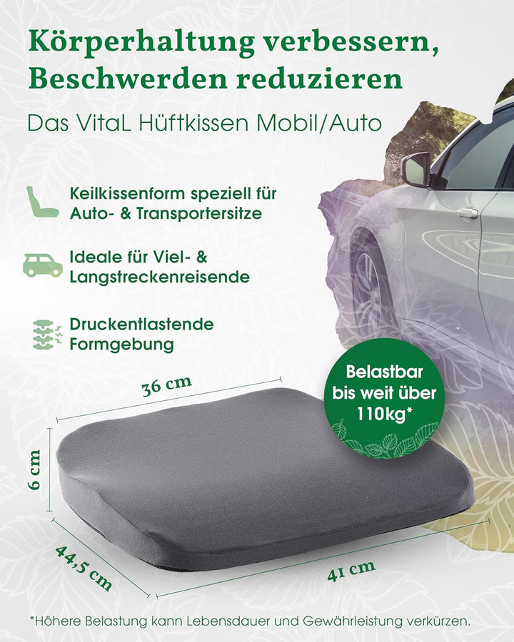 Vital Kissen® Auto | Keilkissen Auto | orthopädisches Sitzkissen Auto | Ergonomisch | entlastet orth