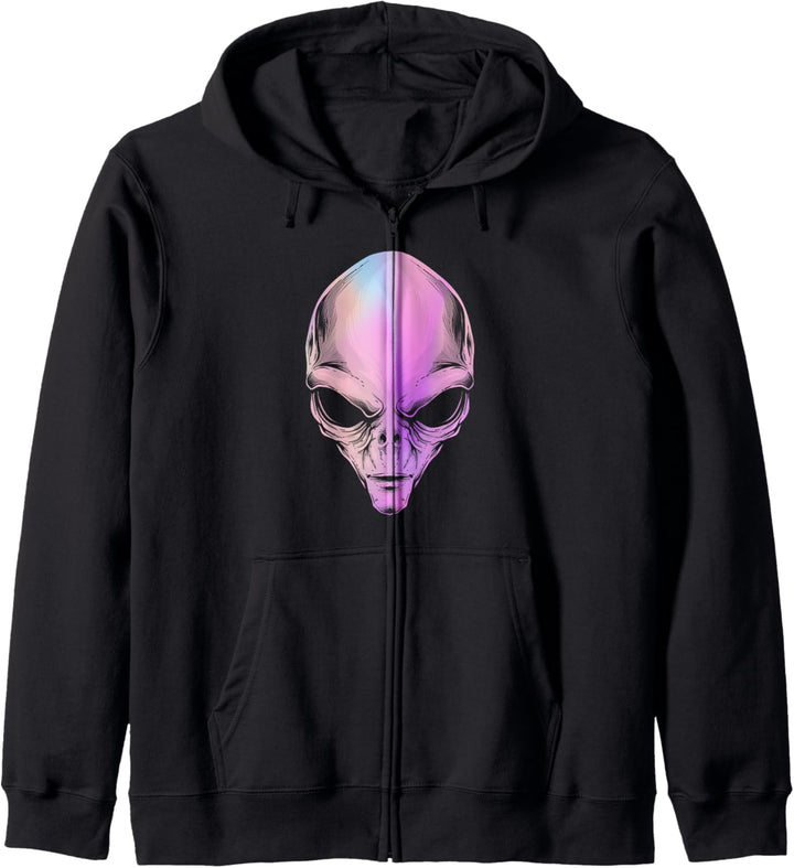 Alien Kopf Vaporwave Aesthetic Traurig 80er 90er Alien Head Kapuzenjacke