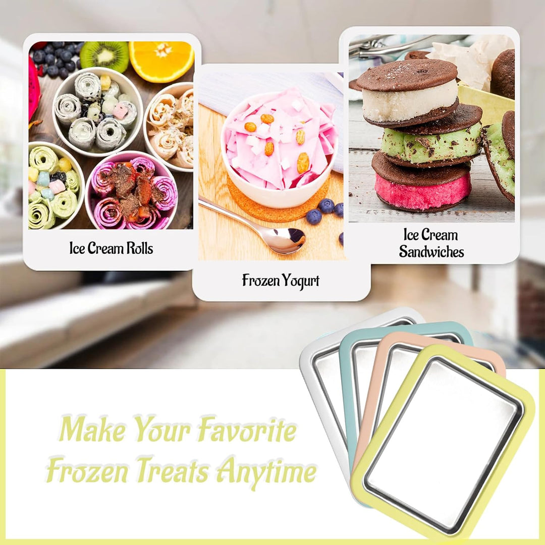 Eisplatte Eis Rolls zum Eis Machen DIY, Ice Cream Machine rolls maker mit 2 Spateln, Gelato Rollmasc
