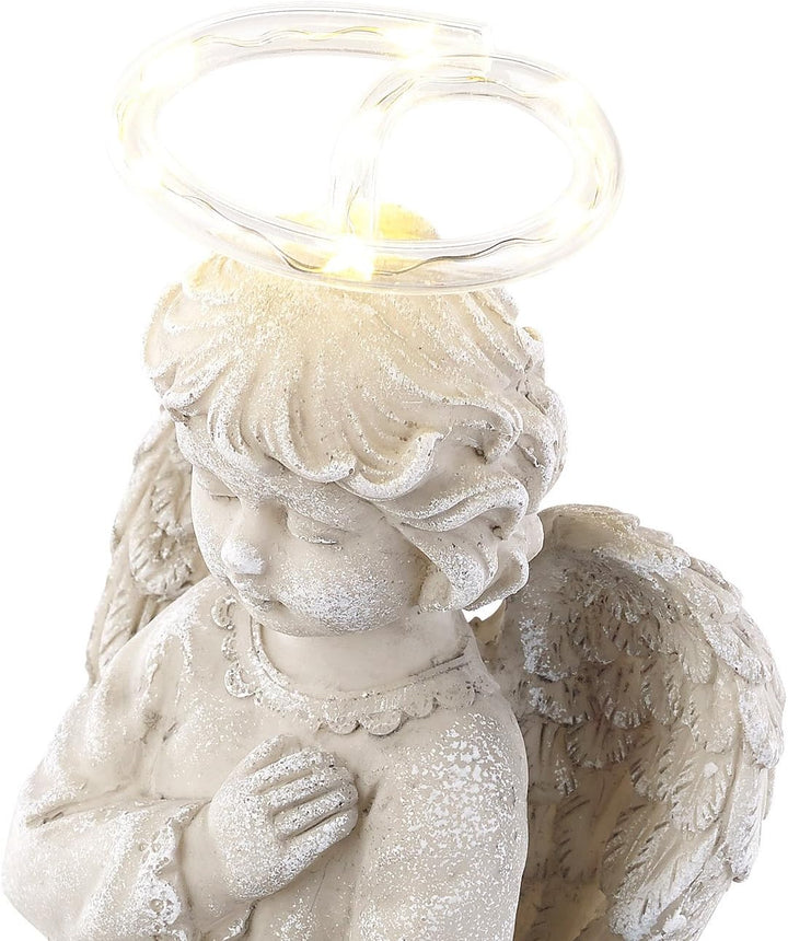 Lunartec Solarengel: Schutzengel-Figur mit Solar-LED-Licht, 7 LEDs, 20 cm, IP44 (Engel mit Licht für