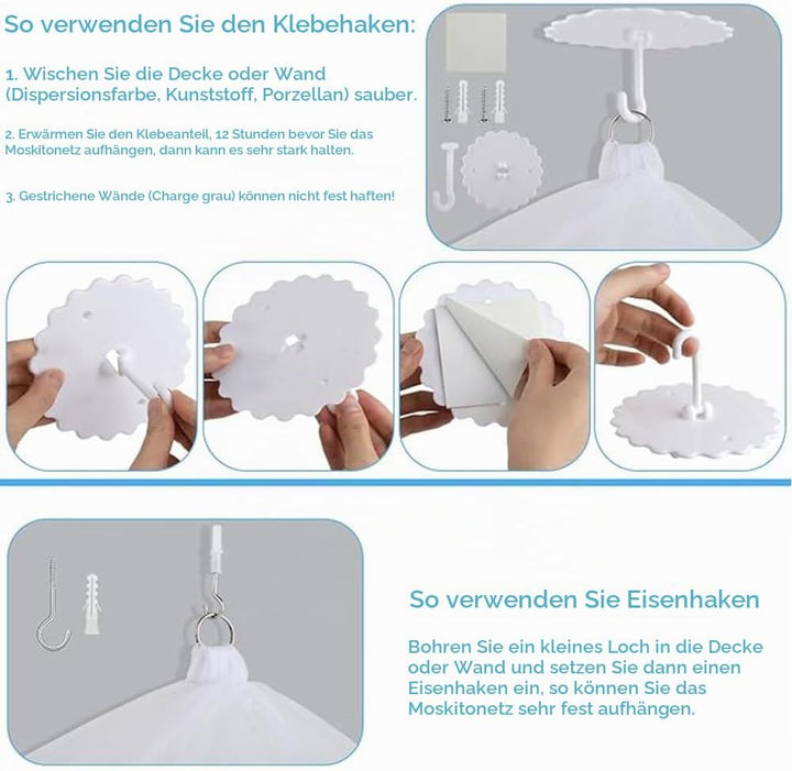 Moskitonetz, Moskitonetz Bett für Doppelbett Einzelbett, Moskitonetz Reise, Feinmaschig und langlebi