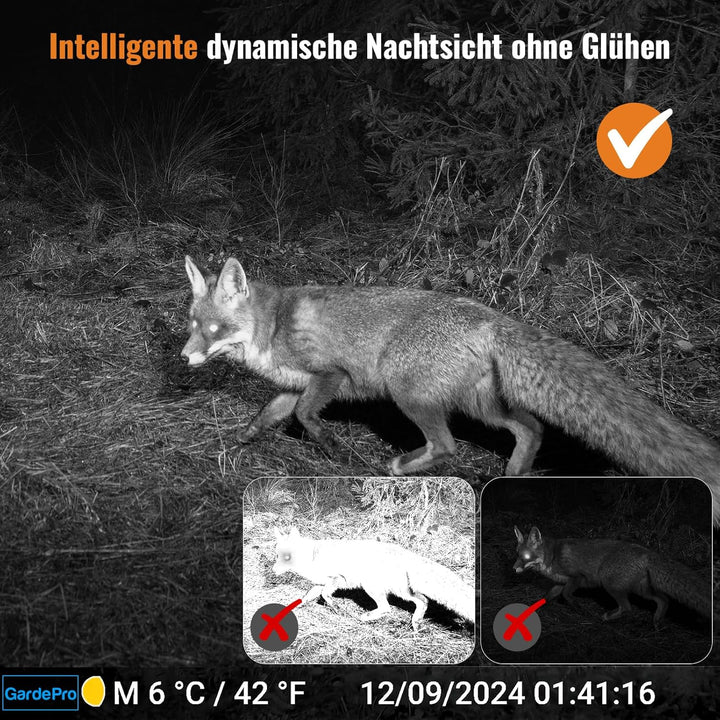GardePro A50 4K Wildkamera mit 32 GB SD-Karte, 64MP, Wildkamera mit Bewegungsmelder Nachtsicht bis 3