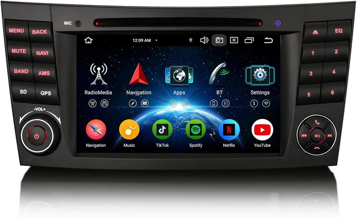 Erisin 8-Kern 4GB+64GB Android 14 Autoradio Bluetooth GPS Navi für Mercedes Benz E Klasse W211 CLS K