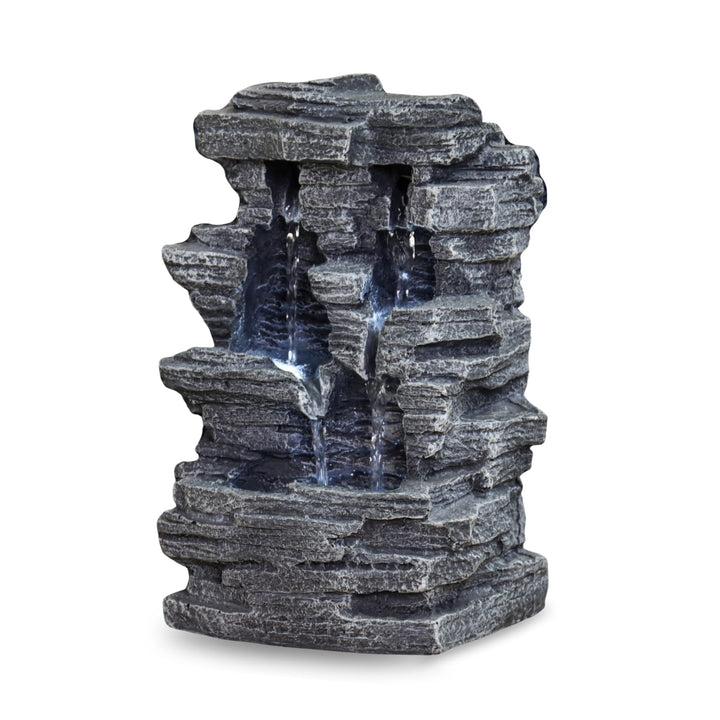 Zen'Light Innenbrunnen Nature Cascade Effect Stone Felslicht Weiss, Geschenkidee, bewegliche Innenau