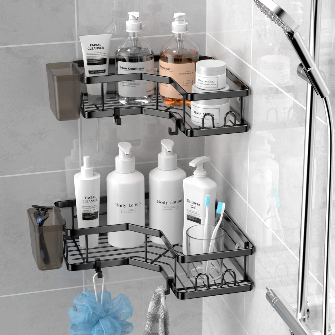FINIBO Duschablage Ohne Bohren, 2 Stück Selbstklebend Eckregal Badezimmer Organizer, Duschregal Edel