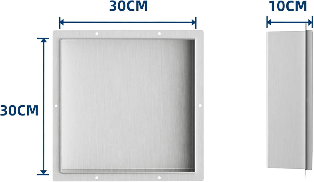 Neodrain Wandnische Dusche Edelstahl Duschnische Randlos 30 x 30 cm Einzelregal Lagerung für Badezim