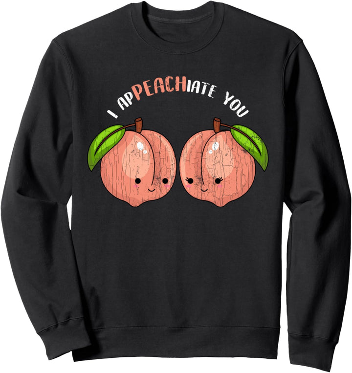 Lustiges süsses Pfirsich Design für Ihn Ihr Valentinstag Sweatshirt