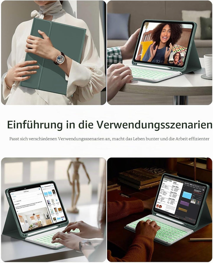 JKSML Tastatur Hülle für iPad (A16) 11 Zoll 2025 &amp; iPad 10 Generation 10,9 Zoll 2022-7 Farbige Beleu