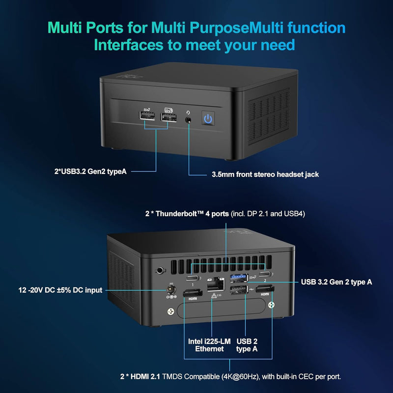 Intel NUC 13 Pro NUC13ANHi5 Arena Canyon Mini PC, Core i5-1340P, 16GB RAM, 512GB SSD, Mini Computer