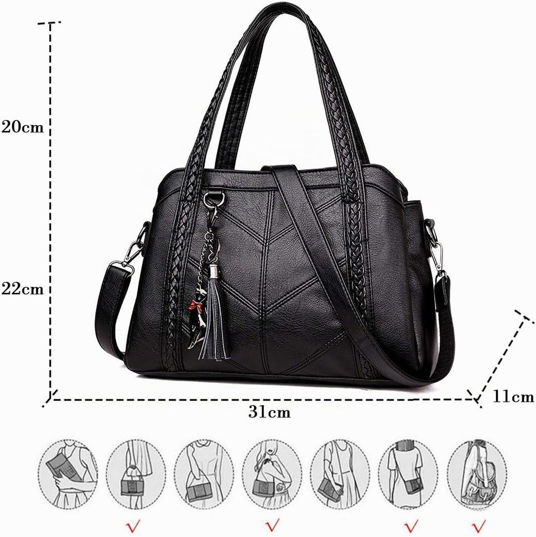 Coolives Damen Hobo Schultertasche Tasche mit Schultergurt Umhängetasche Handtasche aus PU-Leder EIN