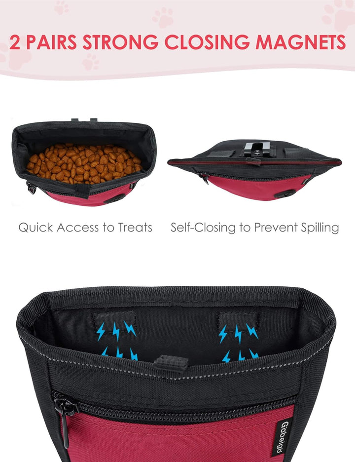 Gobeigo Leckerlibeutel für Hundetraining, Leckerli-Beutel für Welpen, Snackbeutel Schwarz/Rot, Schwa