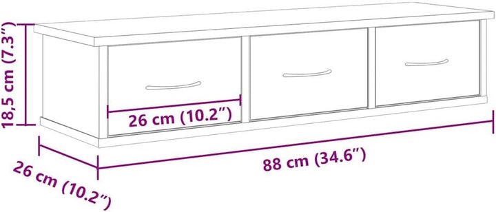 vidaXL Wandschrank Altholz-Optik 88x26x18,5 cm Holzwerkstoff, TV-Hängeschrank, TV-Hängeschränke, sch