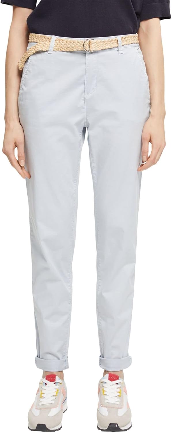ESPRIT Chinohose mit Gürtel 32W / 34L Light Blue, 32W / 34L Light Blue