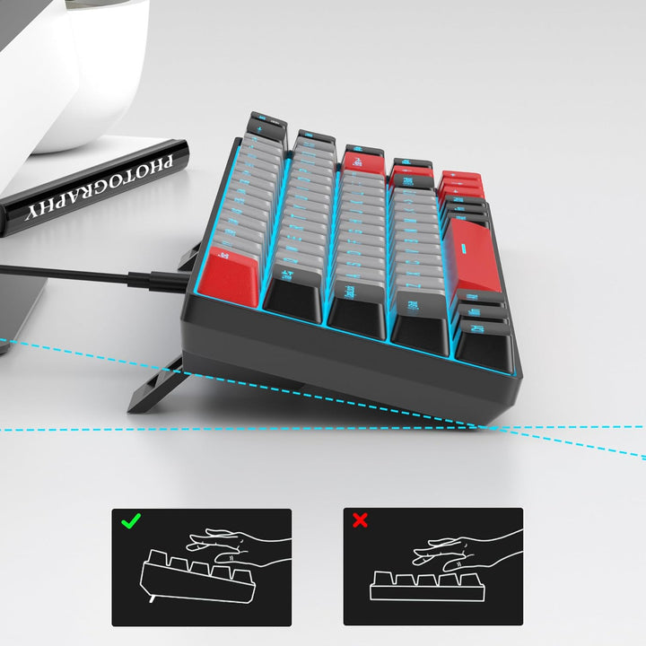 MageGee MK-Box Tragbare 60 % mechanische Gaming-Tastatur, blaue LED-Hintergrundbeleuchtung, kompakte