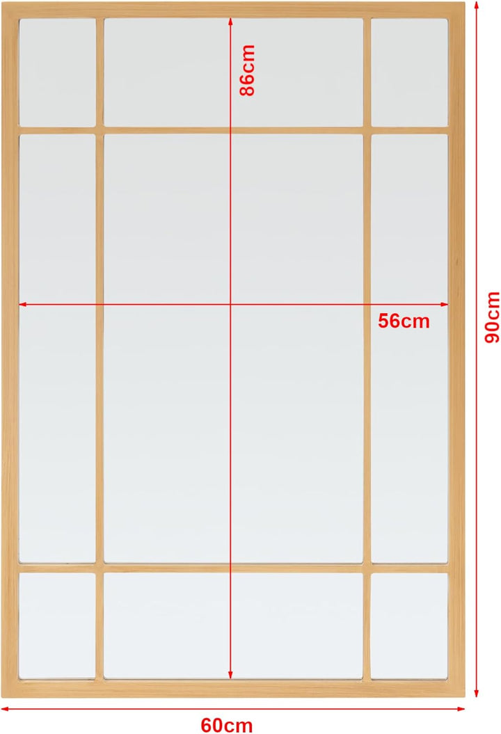 [en.casa] Wandspiegel Colobraro Fensterspiegel rechteckig 90 x 60 cm Spiegel Goldener Rahmen vertika