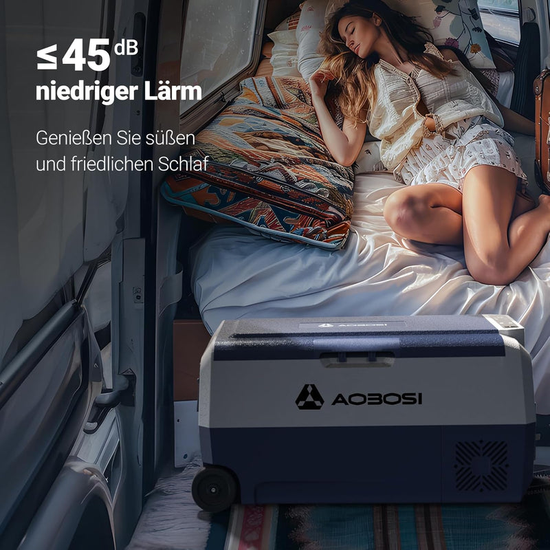 AAOBOSI Kompressor Kühlbox 36 L, Kühlbox Auto Mit WiFi-APP-Steuerung, 12/24 V und 100-240 V Kühlbox