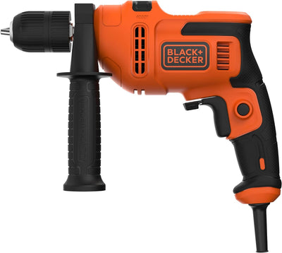 Black+Decker 1-Gang Schlagbohrmaschine (500W, mit 2-tlg. Schnellspannbohrfutter, Rechts-/Linkslauf,