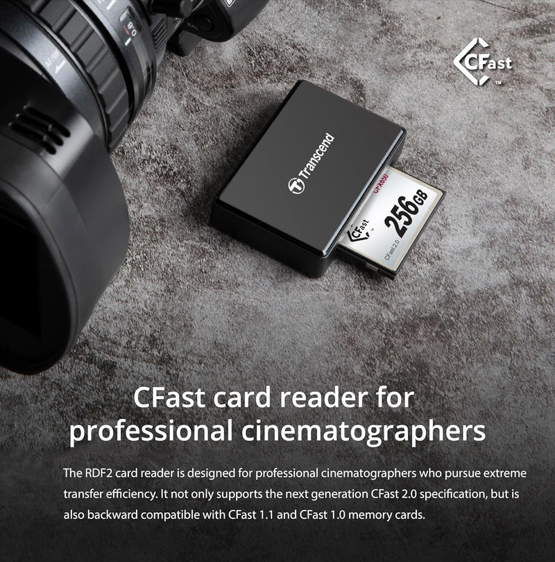 Transcend USB 3.1 Gen 1 CFast 2.0 Kartenleser TS-RDF2, Kartenleser