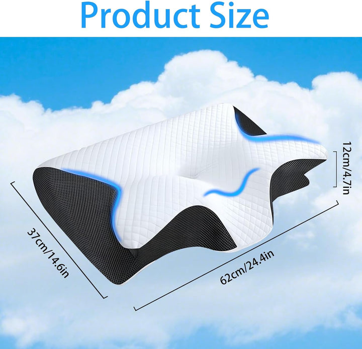 Orthopädisches Nackenkissen aus Memory Foam, Ergonomisches Kopfkissen Nackenschmerzen, Memory Foam P