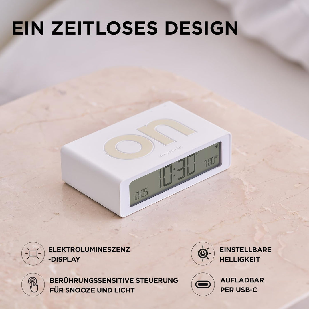 Lexon Flip Mini Reisewecker, digitaler LED-Wecker mit On/Off-Funktion, Einstellbarer Helligkeit, wie