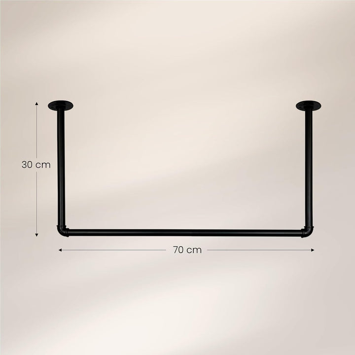 Kleiderstange Garderobe Industrie Design für Decke | Breite 70 cm x Höhe 30 cm | Deckengarderobe | G