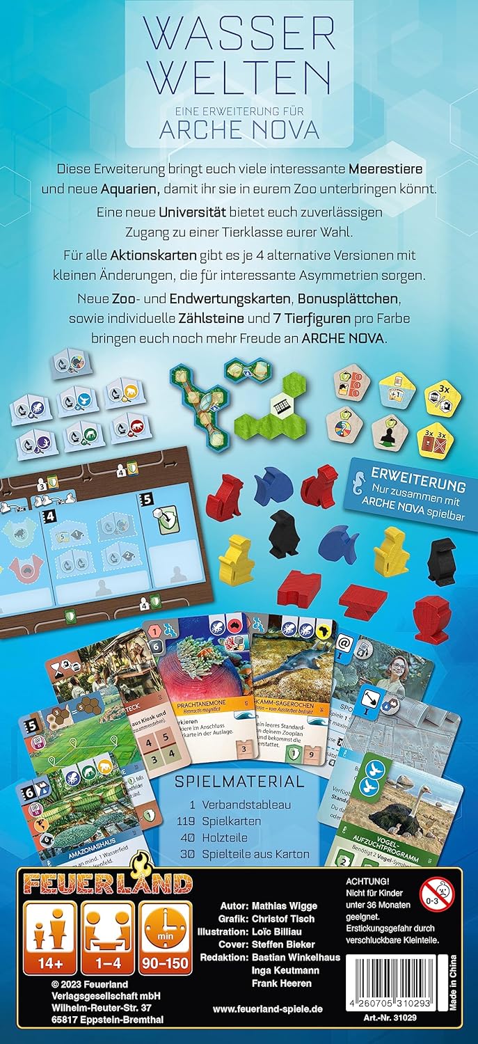 Feuerland Spiele 31012 Arche Nova, Ab 14 Jahren, Large & 31029 Arche Nova: Wasserwelten Bundle mit 3
