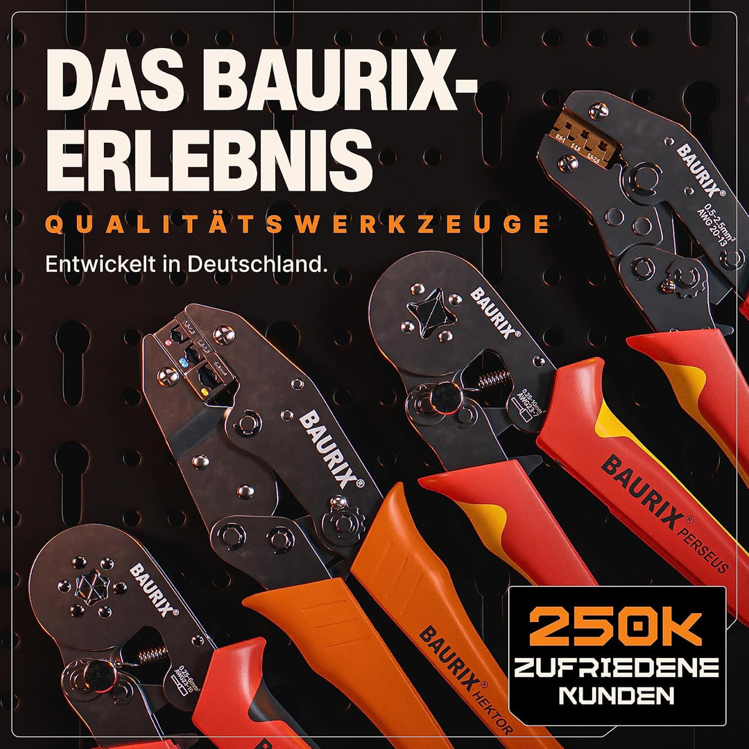 BAURIX® Crimpzange Aderendhülsen – Selbsteinstellende Aderendhülsenzange 0,25–10 mm² - Elektriker We