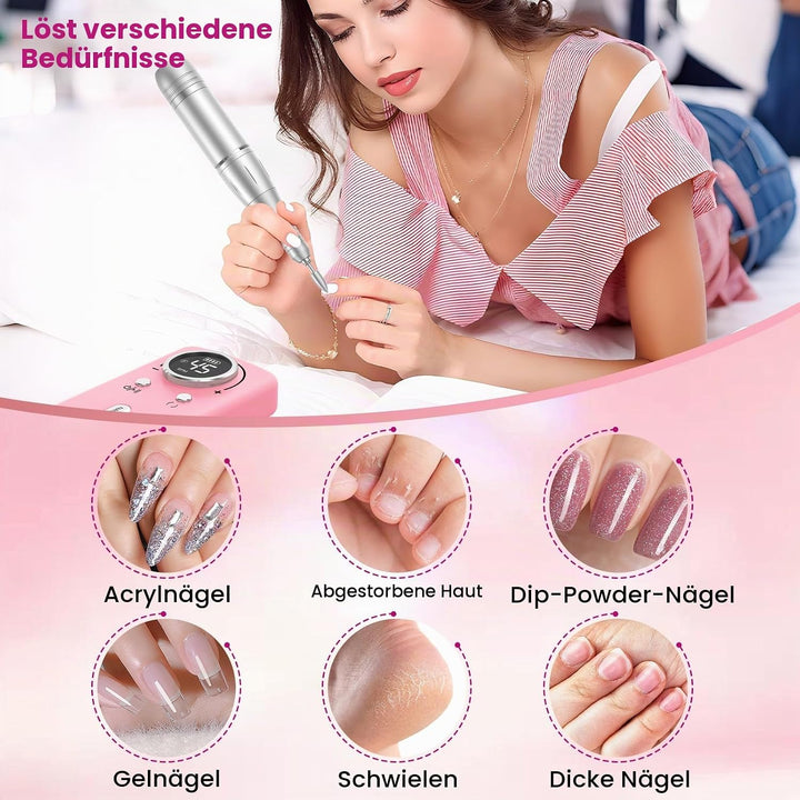 45000 u/m Professionelle tragbare Nagelfräser Maschine für Acryl- und Gelnägel, wiederaufladbares el