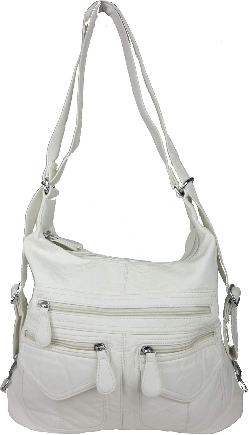 kennydoo Rucksacktasche I 2in1 Damen Rucksack und Handtasche in Einem I Schultertasche einfarbig uni