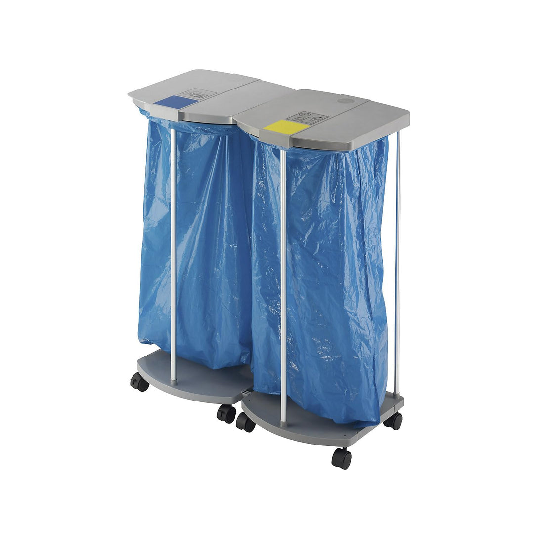 Hailo | Müllsackständer mit 250 Blauen Wertstoffsäcken | ProfiLine MSS XXXL | 2 x 120 l | HxBxT 1000
